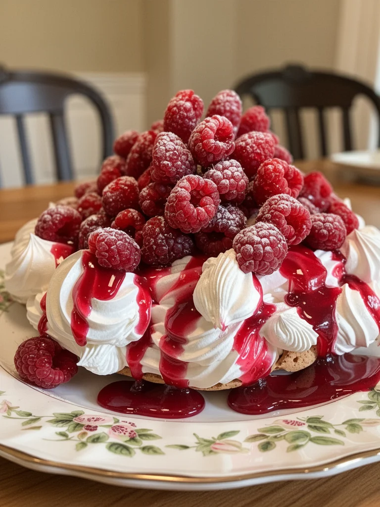 Meringue Wolke mit Himbeeren 3 Meringue Wolke mit Himbeeren