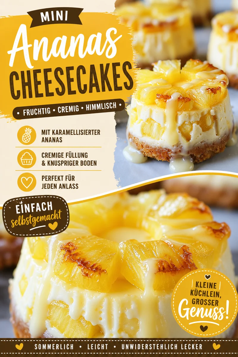 Mini Ananas-Käsekuchen im Glas – Der perfekte Genuss für jeden Anlass Mini Ananas-Käsekuchen im Glas – Der perfekte Genuss für jeden Anlass - Entdecke den tropischen Genuss unserer Mini Ananas-Käsekuchen! Diese kleinen Leckereien sind perfekt für jede Feier oder einfach für den süßen Moment zwischendurch. Mit einer cremigen Frischkäsefüllung und süßen Ananasstücken in einem knusprigen Keksboden – ein Gaumenschmaus, der einfach nach mehr verlangt. Jetzt ausprobieren und deine Lieben begeistern! #Käsekuchen #Backen #TropischerGenuss