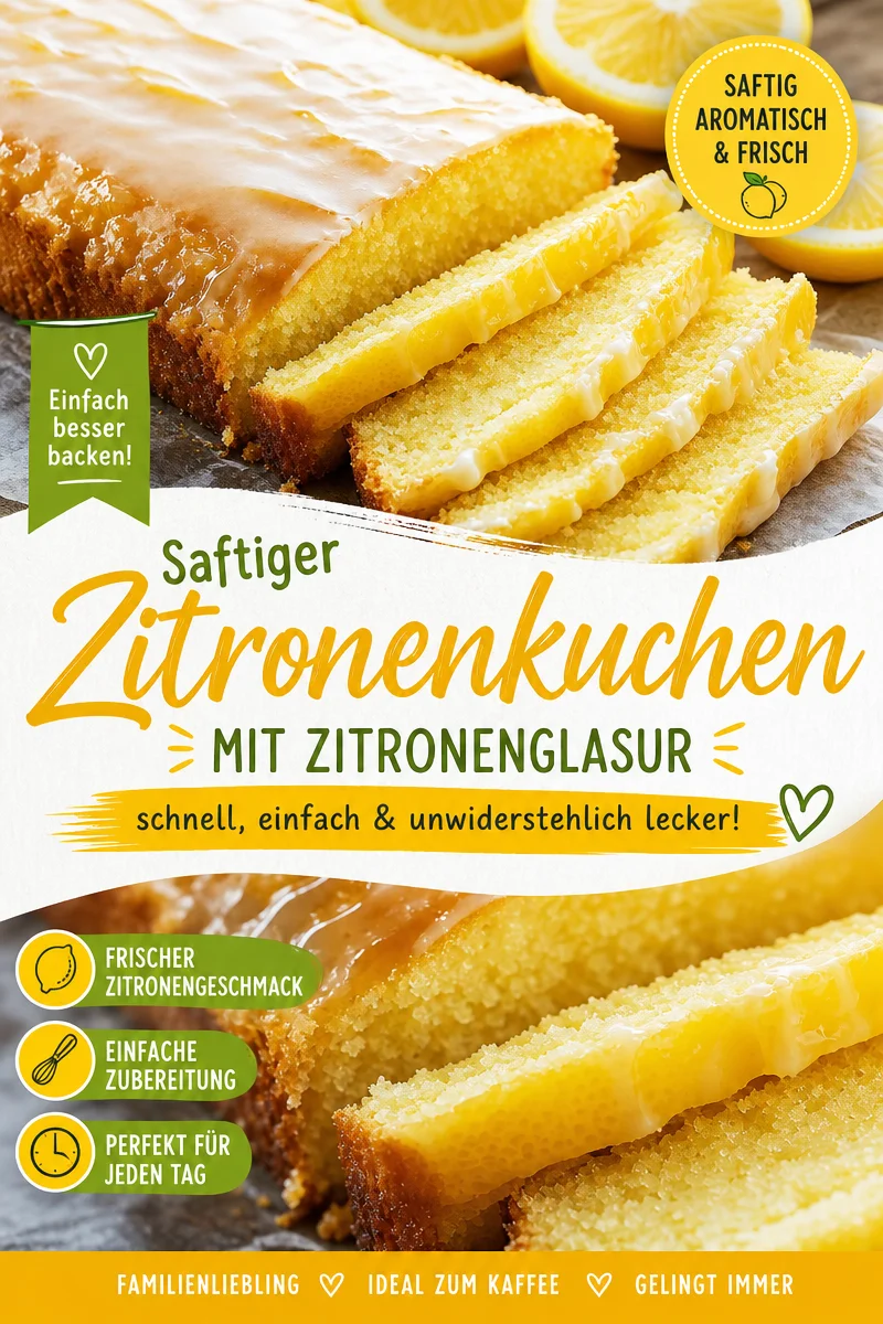 Saftiger Zitronenkuchen: Einfaches Rezept für den perfekten Genuss - Lust auf einen köstlichen Zitronenkuchen? Dieses einfache Rezept sorgt für einen saftigen Genuss, der einfach jede Kaffeetafel bereichert! Mit wenigen Zutaten zauberst du einen frischen Kuchen, der zum Dahinschmelzen einlädt. Probiere es aus und teile deine Backergebnisse mit uns! #Zitronenkuchen #Rezeptideen #Backen