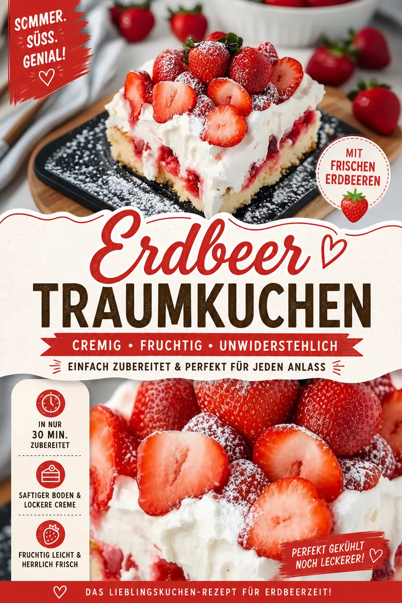 Schneller Erdbeer-Shortcake-Lochkuchen: Ideal für Eilige Schneller Erdbeer-Shortcake-Lochkuchen: Ideal für Eilige - Hast du Lust auf einen köstlichen Kuchen, aber keinen Zeit? Probiere unseren Erdbeer-Shortcake-Lochkuchen! Er ist im Handumdrehen fertig und sorgt für leuchtende Augen bei deinen Gästen. Lass den Kuchen chillen und serviere ihn mit frischen Erdbeeren. Perfekt für jede Gelegenheit! Jetzt nachbacken! #ErdbeerKuchen #SchnellesBacken #LeckereRezepte