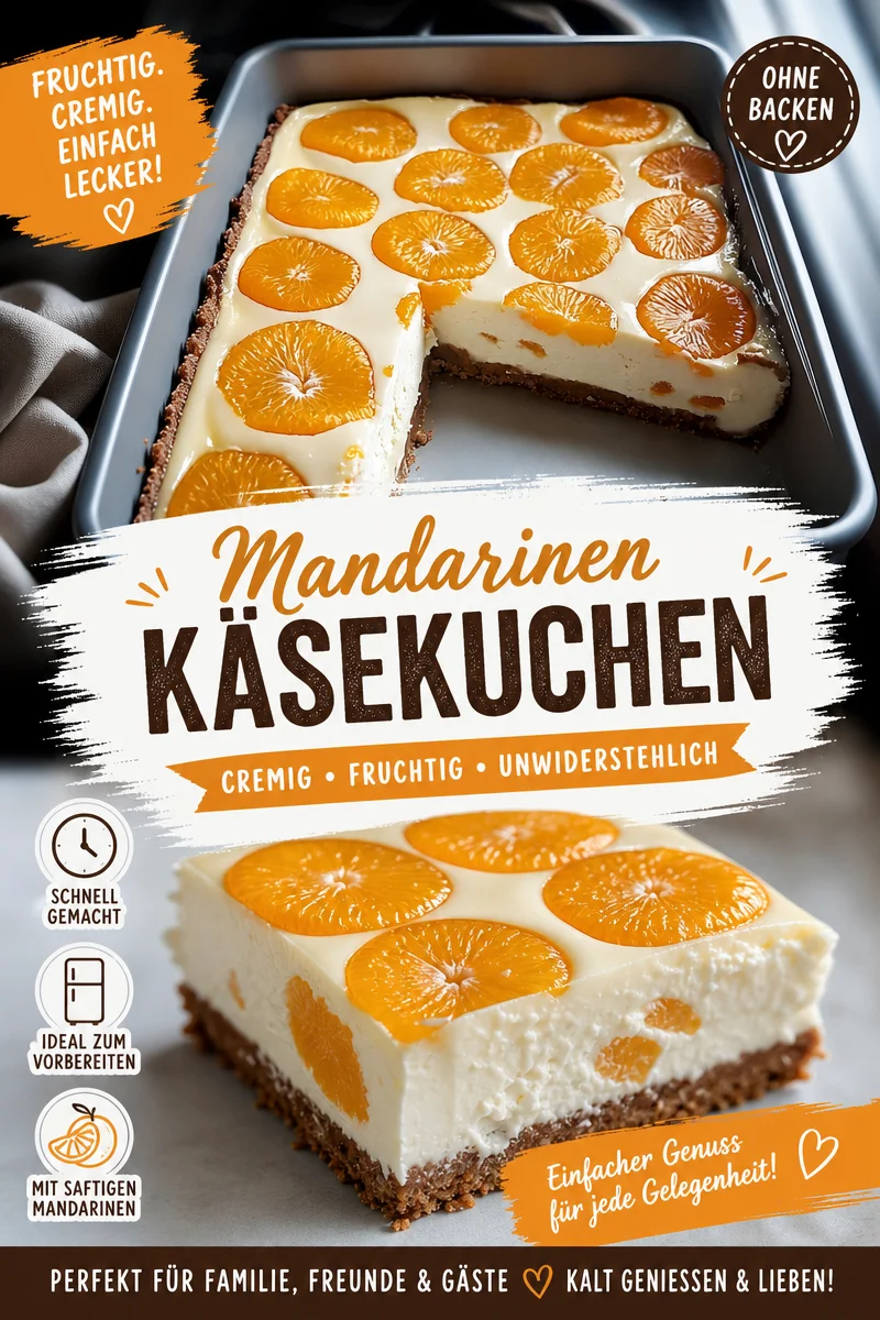 Schneller Käsekuchen mit Mandarinen - Das perfekte Rezept vom Blech Schneller Käsekuchen mit Mandarinen - Das perfekte Rezept vom Blech - Hast du Lust auf ein Stückchen Glück? Probiere diesen schnellen Käsekuchen mit Mandarinen, der im Handumdrehen im Ofen ist! Ideal für ein impulsives Dessert oder eine süße Überraschung. Lasse deinen Süßhunger nicht auf sich warten – kreiere noch heute dein ganz persönliches Stück Kuchen vom Blech! #Käsekuchen #SchnelleRezepte #Mandarinen