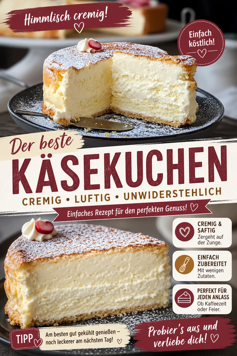 Schneller Quarkkuchen nach Omas Rezept: In nur 10 Minuten zubereitet! Schneller Quarkkuchen nach Omas Rezept: In nur 10 Minuten zubereitet! - Lust auf einen saftigen Quarkkuchen? Dieses altbewährte Rezept deiner Oma gelingt im Handumdrehen. Mit nur 6 Zutaten bereitest du diesen leckeren Käsekuchen in nur 10 Minuten vor. Ideal für spontane Besuche oder als süße Überraschung! Lass dich von dem Geschmack verzaubern und teile es mit Freunden! Probiere es sofort aus. #Quarkkuchen #Käsekuchen #SchnelleRezepte