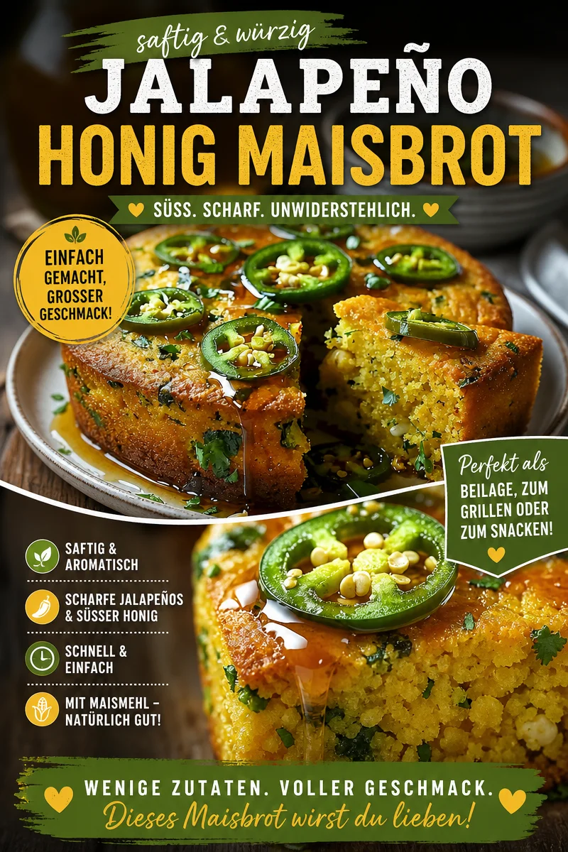 Unvergessliches Jalapeño Cornbread mit Limetten-Honig-Glasur Unvergessliches Jalapeño Cornbread mit Limetten-Honig-Glasur - Entdecke das Rezept für Jalapeño Cornbread mit einer köstlichen Limetten-Honig-Glasur. Ein wahrhaftiges Geschmackserlebnis, das deine Gäste begeistern wird! Perfekt für jede Gelegenheit – ob als Beilage oder Snack. Lass dir dieses Backvergnügen nicht entgehen! Probiere es aus und erlebe den unwiderstehlichen Geschmack! #JalapeñoCornbread #Beilage #Backen