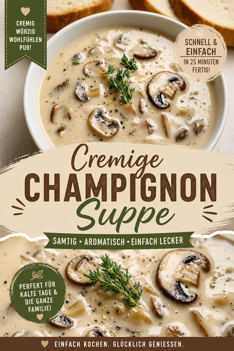 Wärme für die Seele: Einfache cremige Pilzsuppe selbstgemacht - Bist du bereit, eine köstliche, cremige Pilzsuppe selbst zu genießen? Perfekt für kalte Tage, wird dieses Wohlfühlgericht dein Herz erwärmen. Mit einfachen Zutaten und kurzer Zubereitungszeit gelingt dir dieses Rezept im Handumdrehen! Probiere es aus und teile deine Erfahrungen! #Pilzsuppe #Rezeptideen #Wohlfühlessen