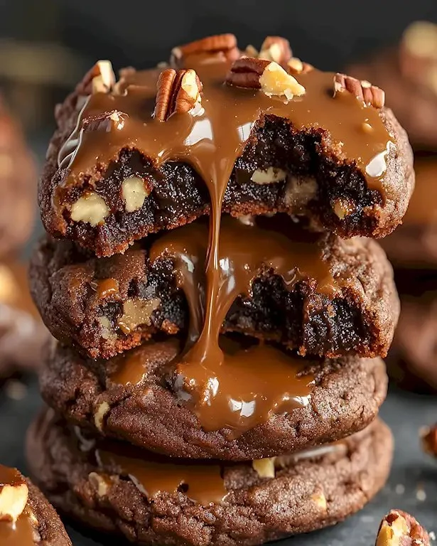 Weiche Karamell-Brownie-Kekse mit Pecannüssen 3 Weiche Karamell-Brownie-Kekse mit Pecannüssen
