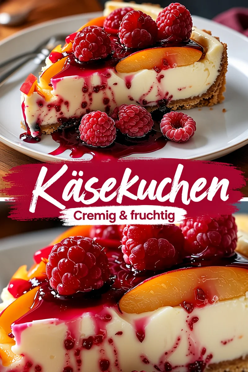 Erlebe den ultimativen Sommergenuss: Pfirsich-Himbeer Käsekuchen - Verwöhne deine Gäste mit diesem himmlischen Pfirsich-Himbeer-Käsekuchen! Die perfekte Kombination aus cremigem Frischkäse und fruchtiger Marmelade macht ihn zum Highlight jeder Feier. Lass dich von diesem Rezept inspirieren und bringe sommerliche Freude auf deinen Tisch! Probiere es jetzt aus! #Käsekuchen #Backen #Sommergenuss