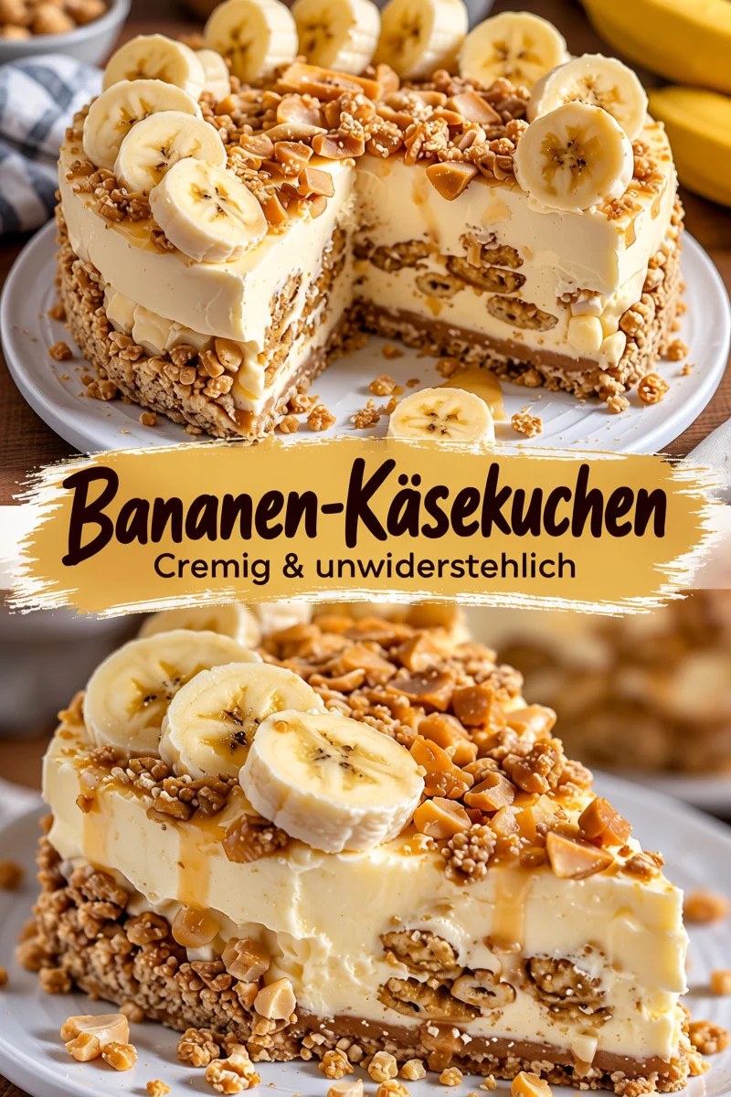 Knuspriger Bananen Käsekuchen mit Pudding-Note – Ein Traum für Dessert-Liebhaber! Knuspriger Bananen Käsekuchen mit Pudding-Note – Ein Traum für Dessert-Liebhaber! - Entdecke den ultimativen Genuss mit unserem knusprigen Bananen Käsekuchen! Diese herrliche Kombination aus cremigem Käsekuchen, süßen Bananen und crunchy Graham-Crackern macht jeden Biss zu einem Erlebnis. Perfekt für Feiern oder als süßer Abschluss für dein Abendessen. Probiere es aus und lass dich verwöhnen! Teile deine Kreationen mit uns! #BananenKäsekuchen #Dessertliebe #Backen